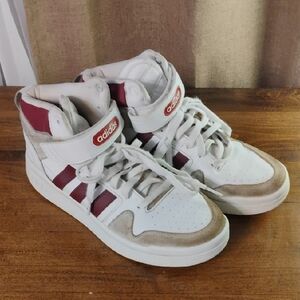 Adidas White and Burgundy High-Tops